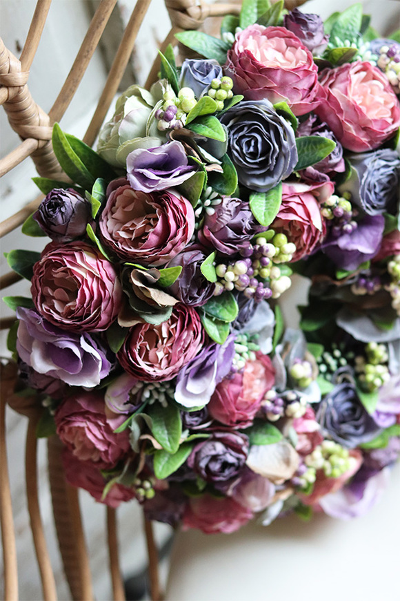 Grenata Arkadia, dekoracyjny fioletowo-różowy wianek