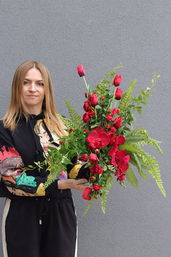 Carmina, bukiet nagrobny ze storczykiem, dł.53cm