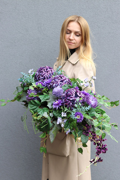 Purple Dreams, girlanda nagrobna na desce, dł.100cm