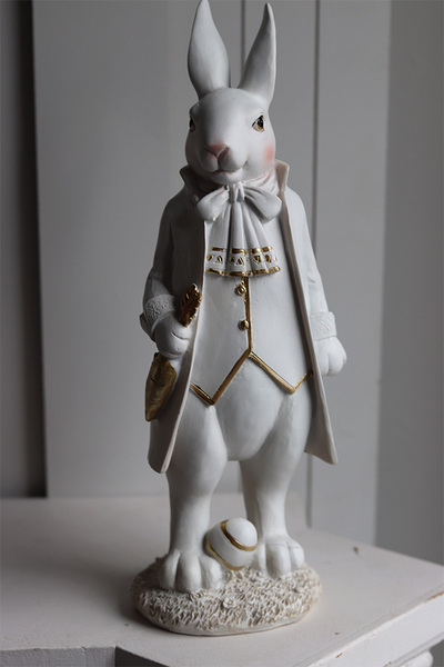 Bunny Cottage Gold, figurka wielkanocna zajączek