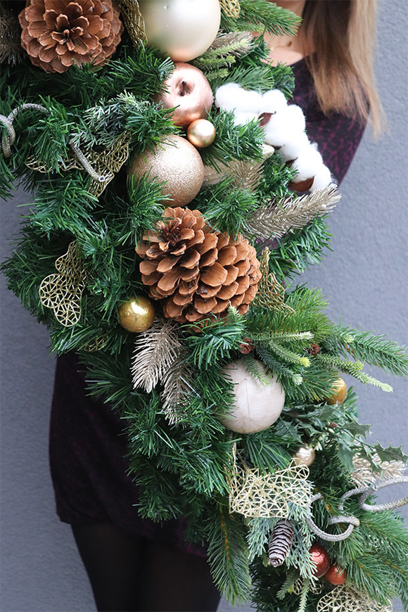 Złota Wigilia, świąteczna girlanda na kominek, dł.160cm  