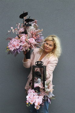 Angelo Garden Pink Flowers, komplet dekoracji nagrobnych, bukiet+lampion 