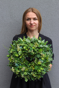 OD RĘKI Vasana, całoroczny zielony wianek na drzwi, śr.39cm