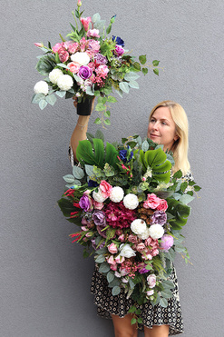 Klerre, fioletowa wiązanka nagrobna, dł.75cm