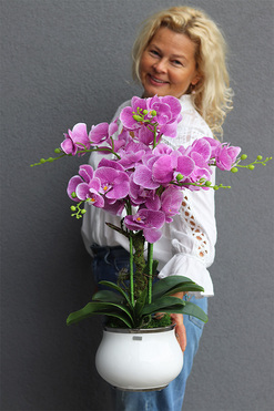 Pink Cabello, różowy gumowy storczyk w donicy, wys.65cm