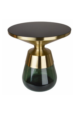 Entre, stolik kawowy ze szklaną podstawą, zielony, wym.51.5x50x50cm