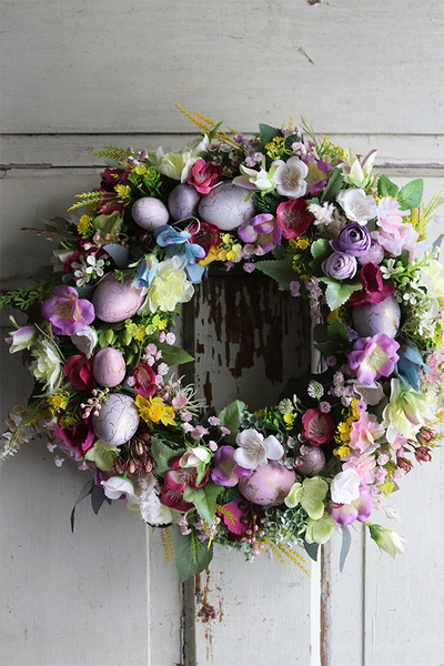 kolorowy wielkanocny wianek, Pastellis, śr.36cm 