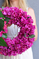 Bugenwilla, dekoracyjny różowy wianek, śr.40cm 