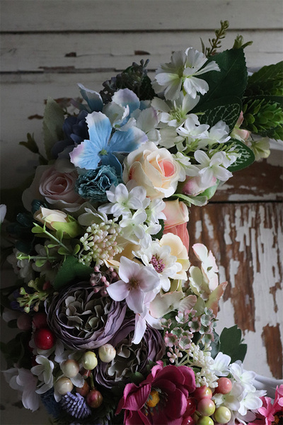 asymetryczny wiosenny wianek z dzwonkiem, Springita, śr.34cm  