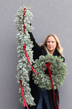 OD RĘKI Zieleń Zimowa, świąteczny wianek dekoracyjny, śr.43cm