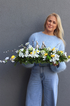 Witaj Wiosno Yellow, stroik wielkanocny na stół, wym.27x90x28cm