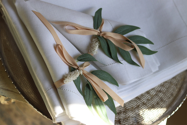 Sakramento Eukalipti, lniane serwetki z dekoracją, kpl.6szt, wym.40x40cm