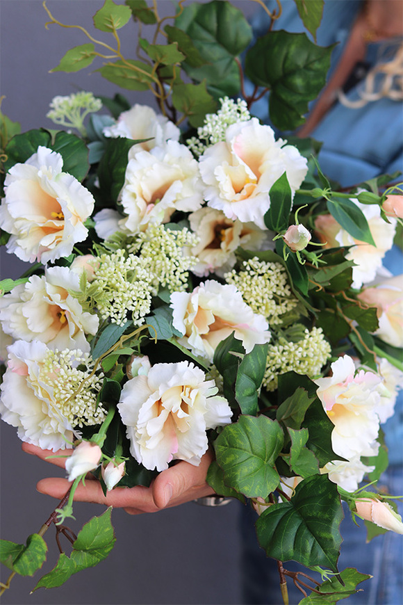 Eustoma 2, komplet dekoracji nagrobnych, kompozycja + bukiet 