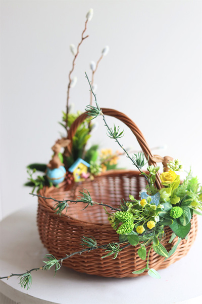 Rozkoszne Zajączki, dwustronnie dekorowany koszyczek wielkanocny