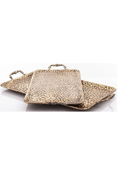 Frezja, złota dekoracyjna taca metalowa