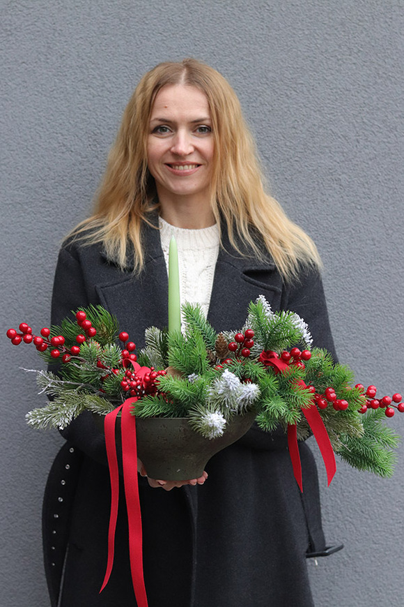 Świąteczna Magia, klasyczny stroik świąteczny, wym.35x60x33cm