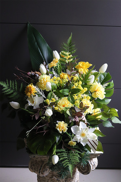 Wiosenne Wspomnienia Yellow, żółta wiązanka nagrobna, dł.87cm