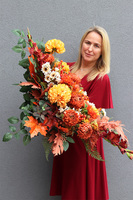 Clemente Orange, komplet dekoracji nagrobnych, kompozycja w misie + bukiet