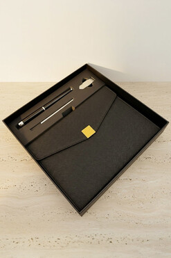 Elegance, skórzany notes, zestaw prezentowy, 160 kartek