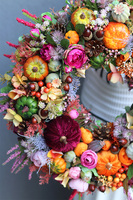 Leorie jesienny wianek z aksamitnymi dyniami, śr.46cm