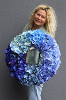 Blue Hydrangea, wysokiej jakości wianek z hortensjami