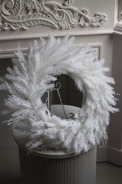 OD RĘKI Frozen Carnival, biały wianek roślinny, śr.46cm