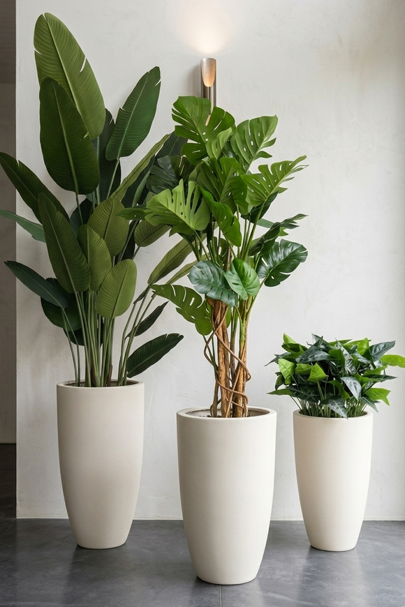  Monstera Cashemere, roślina sztuczna w donicy fiberglass