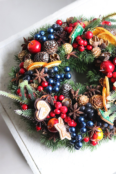 dekoracyjny wianek stroik Wigilia New