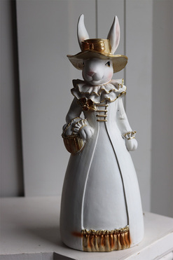 OD RĘKI Bunny Cottage Gold, figurka wielkanocna zajączek A, 2szt, wys.36cm