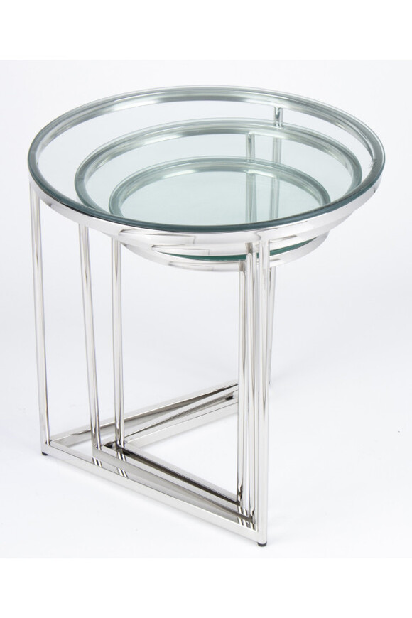 Silver Set, stolik z szklanym blatem, srebrny