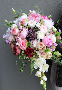 Neonia Pink, kompozycja nagrobna w ceramicznej misie, dł.68cm