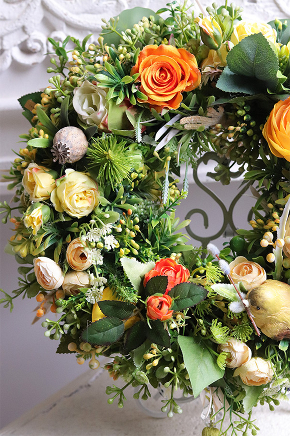 Ptaszek na Drzewie, wianek dekoracyjny z ptaszkiem