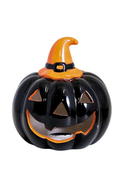 Halloween,  dynia ceramiczna LED lampion A, wym.14x12.5cm
