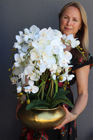 Deluxe Gold B, sztuczny storczyk w złotej donicy, wys.63cm