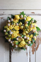 Geldinio, wiosenny stroik - wianek z żółtych kwiatów, śr.22cm