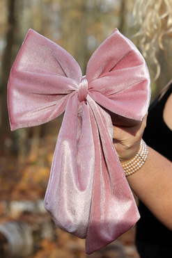 Velvet Papillon, welurowa kokarda pluszowa, różowa, wym.18x28cm