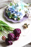 bukiet gumowych tulipanów, Maggio Novelty Purple, 7szt. dł.44cm 