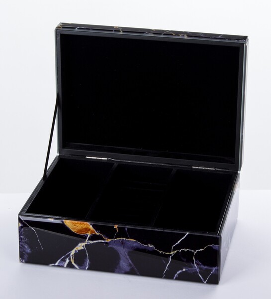 Stone Glamour A, szklane puzderko / szkatułka na drobiazgi, wym.10x26x18.5cm