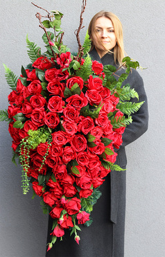 Red Premium, wiązanka nagrobna z różami, dł.100cm