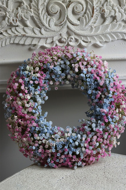 Balletina Blue, delikatny kwiatowy wianek na drzwi, śr.36cm