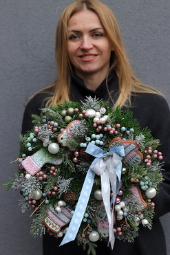 Słodkie Ferie, świąteczny wianek na drzwi, śr.39cm 