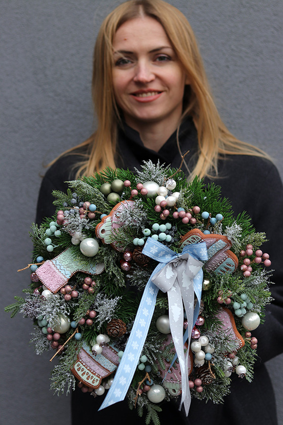 Słodkie Ferie, świąteczny wianek na drzwi