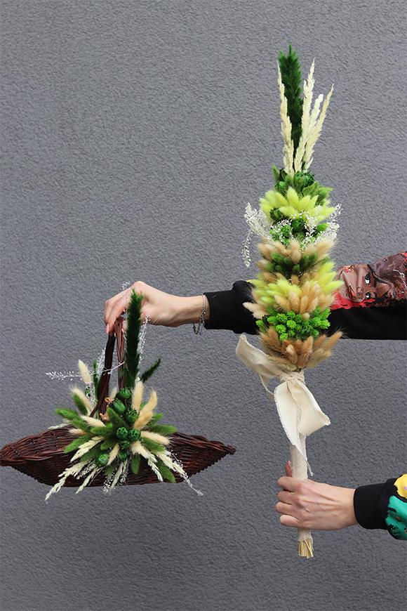 Folklore 2, dwustronnie dekorowany koszyczek wielkanocny