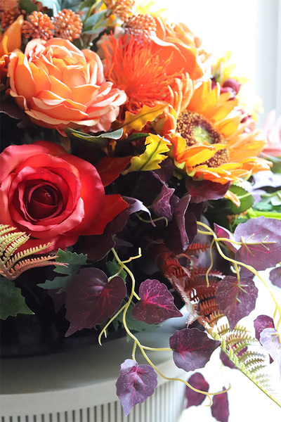 Jesienne Odliczanie, komplet dekoracji nagrobnych, kompozycja w misie + bukiet