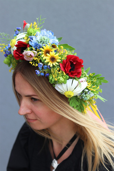 barwny wianek na głowę Dożynki, rozmiar uniwersalny