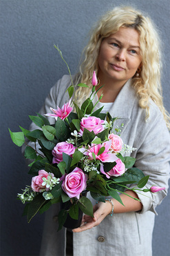 Angelo Pink Subtelina 2, bukiet nagrobny we wkładzie, dł.50cm 