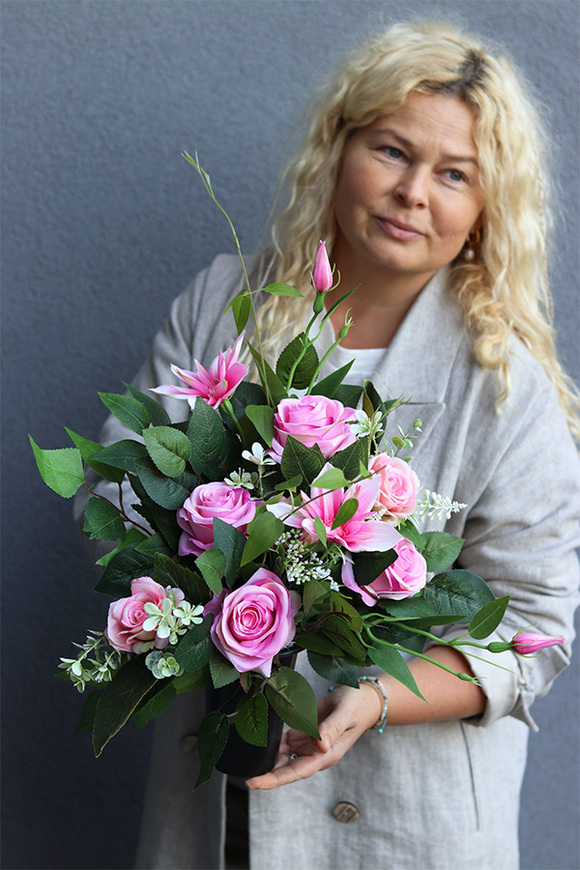 Angelo Pink Subtelina 2, bukiet nagrobny we wkładzie