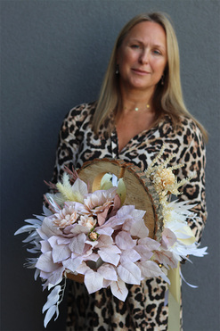 Kremosa Angels, jesienna dekoracja nagrobna na plastrze drewna, wym.34x67cm 