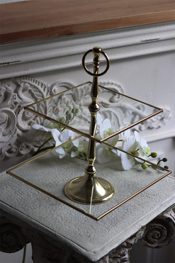 etażerka dwupiętrowa, kwadratowa, Lux Villa Gold Glamour, wym.34x25.5cm