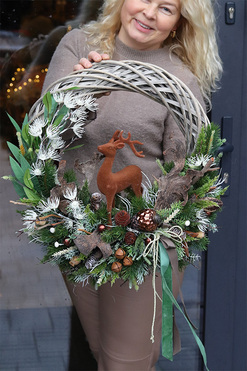 Ren Dekor, zimowy wianek z reniferem, śr.47cm